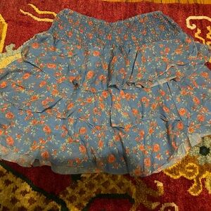 INTERMIX Blue and Red Floral Skirt